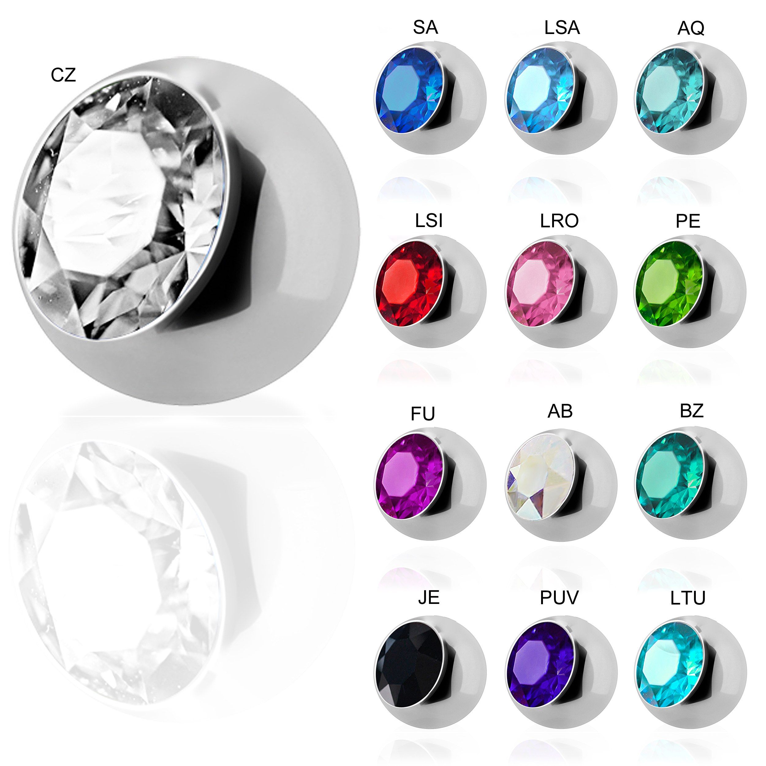 SS316L 8 MM 90 DEGREE JEWELLED BALLS WITH " I " HOOK